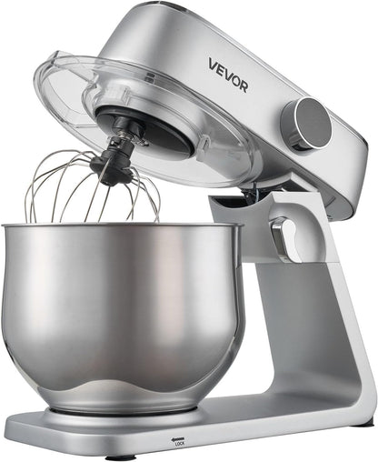 VEVOR Blender, 1800 W, kom van roestvrij staal, 7,4 l, kneedhaak, garde en garde, 10 snelheden, verstelbare helling, 411 x 253 x 342 mm, voor het mengen van crème, groenten en deeg