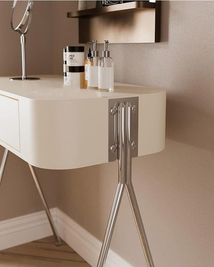 Kaptafel – Make-up Tafel – Ijdelheid – Make-up Bureau – Dressoir – Beige Kleur – Compact 80x40x75 cm – Eenvoudige Montage – Onderhoudsvriendelijk Gladde Oppervlak