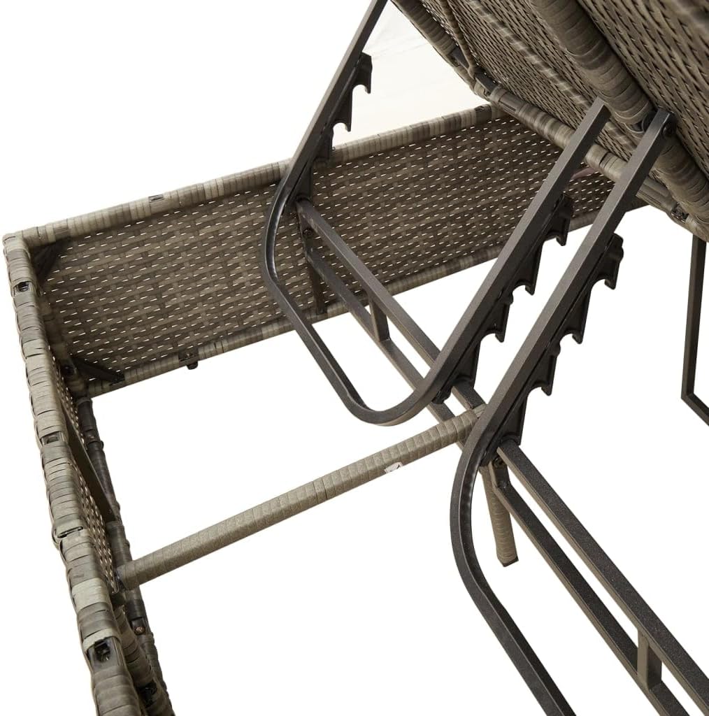 Outdoor Double Sun Lounger with Adjustable Roof and Washable Cushion Made of Weatherproof Synthetic Rattan, for Garden or Patio - QUORE