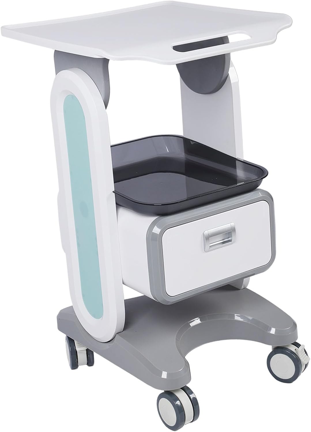 50 kg draagbare medische wagen met groot werkblad, enkele lade en universele rol voor schoonheidssalon, laboratorium, tandheelkundige kliniek