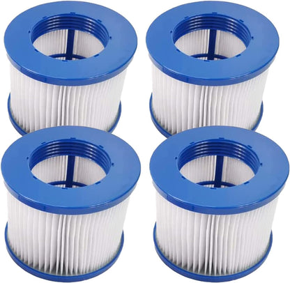 Filterpatronen voor opblaasbare spa – Spa Filterpatroon – Filtercartridge – Vervangingsfilter – Filter voor Massagebad – 4 Stuks, 75 x 100 Mm, Wasbaar PET en Vliesstof