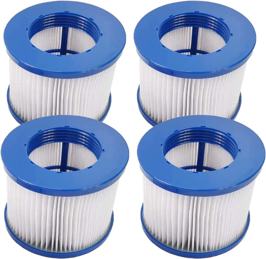 Filterpatronen voor opblaasbare spa – Spa Filterpatroon – Filtercartridge – Vervangingsfilter – Filter voor Massagebad – 4 Stuks, 75 x 100 Mm, Wasbaar PET en Vliesstof