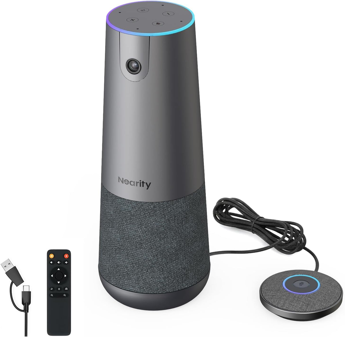 NEARITY C46S 4K FHD videoconferentie webcam met microfoon en luidspreker, 120° ultragroothoek/5x zoom/auto-framing, videoconferentiesysteem met afstandsbediening voor zoom/teams/pc/laptop/desktop