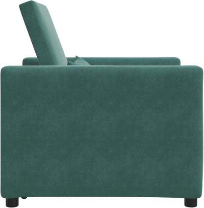 Donkergroene Fluwelen Stoel – Slaapbank – Omvormbare Zitplaats – Relaxstoel – Logeerbed – Comfortabele Boxkussens – Ruimtebesparend Design