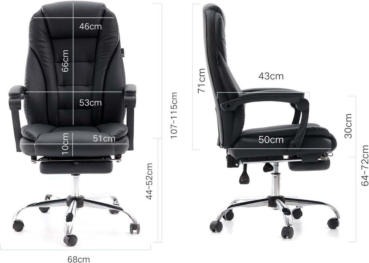Bureaustoel – Draaistoel – Bureaustoel Ergonomisch – Fauteuil – Kantoorstoel – Verstelbare Zithoogte – 135° Kantelfunctie Met Voetensteun