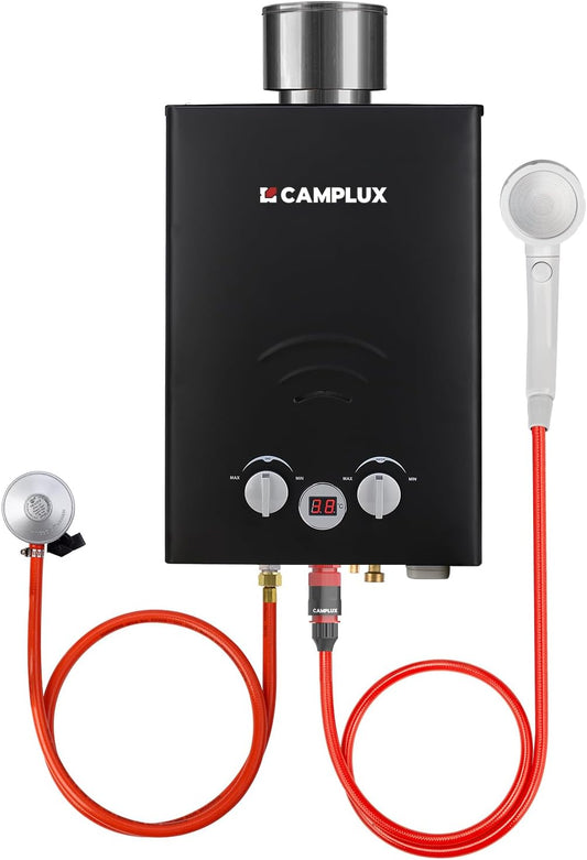 CAMPLUX BW158BC 6 L/min Gas Boiler, Butaan (28-30mbar)/ Propaan (37 mbar), 10 kW, voor Camping, RV, Wassen Paarden