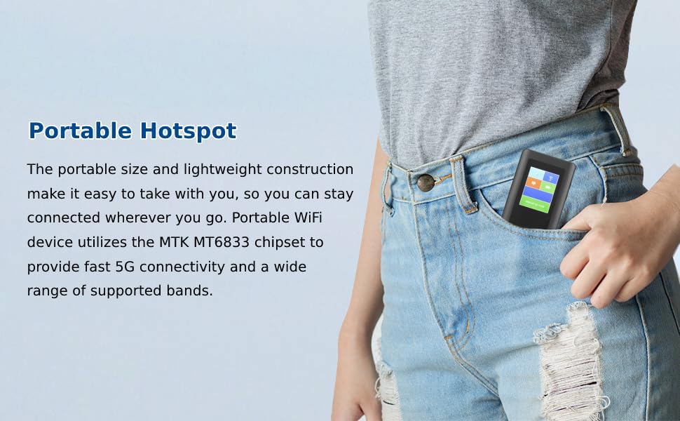 5G Mobiele Hotspot, 5G Mobiele Wifi router met Simkaartsleuf, Ontgrendeld Draagbaar Wifi apparaat voor op Reis 5G modemrouter Dual band 2.4G 5.8G Verbindt Tot 16 Apparaten