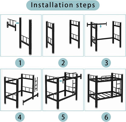 Hoogslaper 120x200 Metalen Bedframe Dubbelstapelbed Volwassen Etageslaper Stapelbed met Ladder en Bedframe Robuust Dubbelstapelbed van Staal voor Tieners en Volwassenen (Wit, 120x200cm)