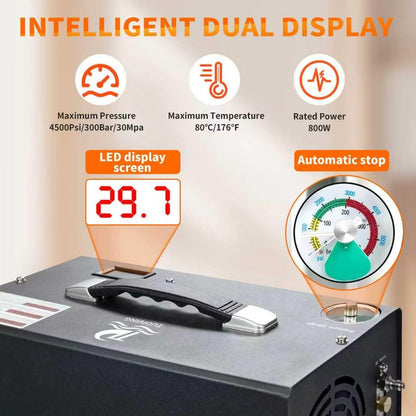 Dompelcompressor – Hogedrukcompressor – PCP Compressor – Luchtpomp – Flesvuller – 800 W Dubbele Cilinder – Digitaal LCD Display met Automatische Stop