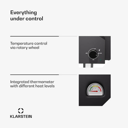 Klarstein Pizzaoven van 30,5 cm voor binnen en buiten, dubbel verwarmingselement boven en onder, 2200 W vermogen, bereikt 500 °C, met ingebouwde thermometer en temperatuurregeling, ultiem pizzagenot
