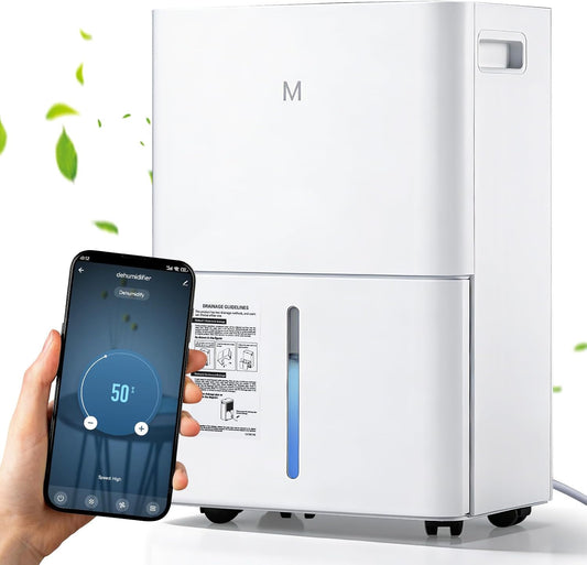 Mxmoonant Luchtontvochtiger 15 l/24h, grootte van de ruimte ca. 120m³ (40 m²), led-display met app, automatische ontvochtiging, timer, afvoerslang