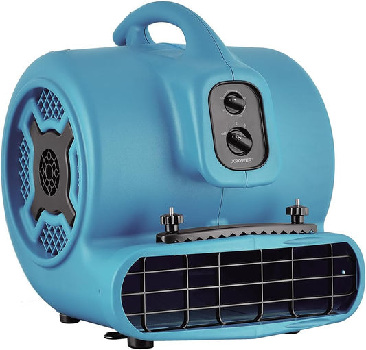 XPower Mighty Centrifugal Air Mover, Carpet Dryer, Floor Fan, Blower, Stackable, Daisy Chain, for Water Damage Restoration, Janitorial, Plumbing, Home Use (Blau, P-800TC 3200CFM)