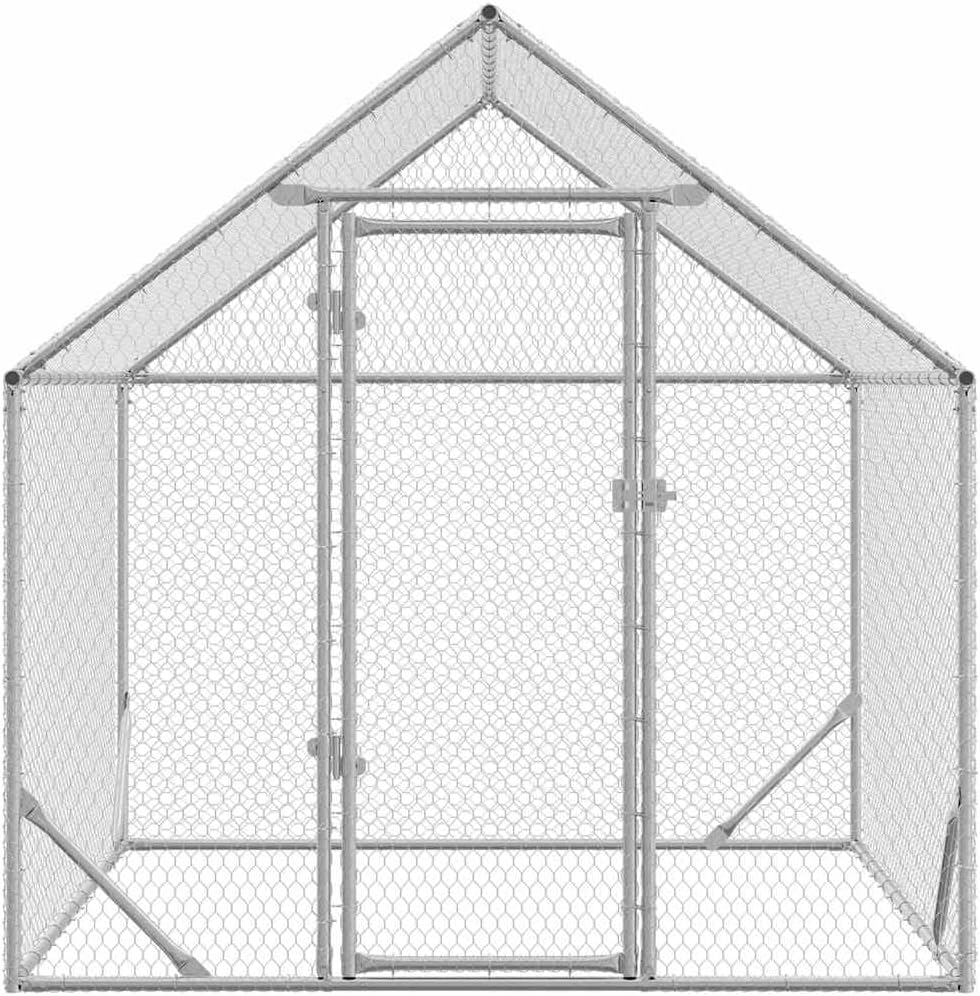 vidaXL Chicken Coop Silver 200x170x177cm Galvanized steel, Garden and terrace, safe chicken enclosure, spacious poultry cage, weatherproof animal enclosure, durable chicken cage - QUORE