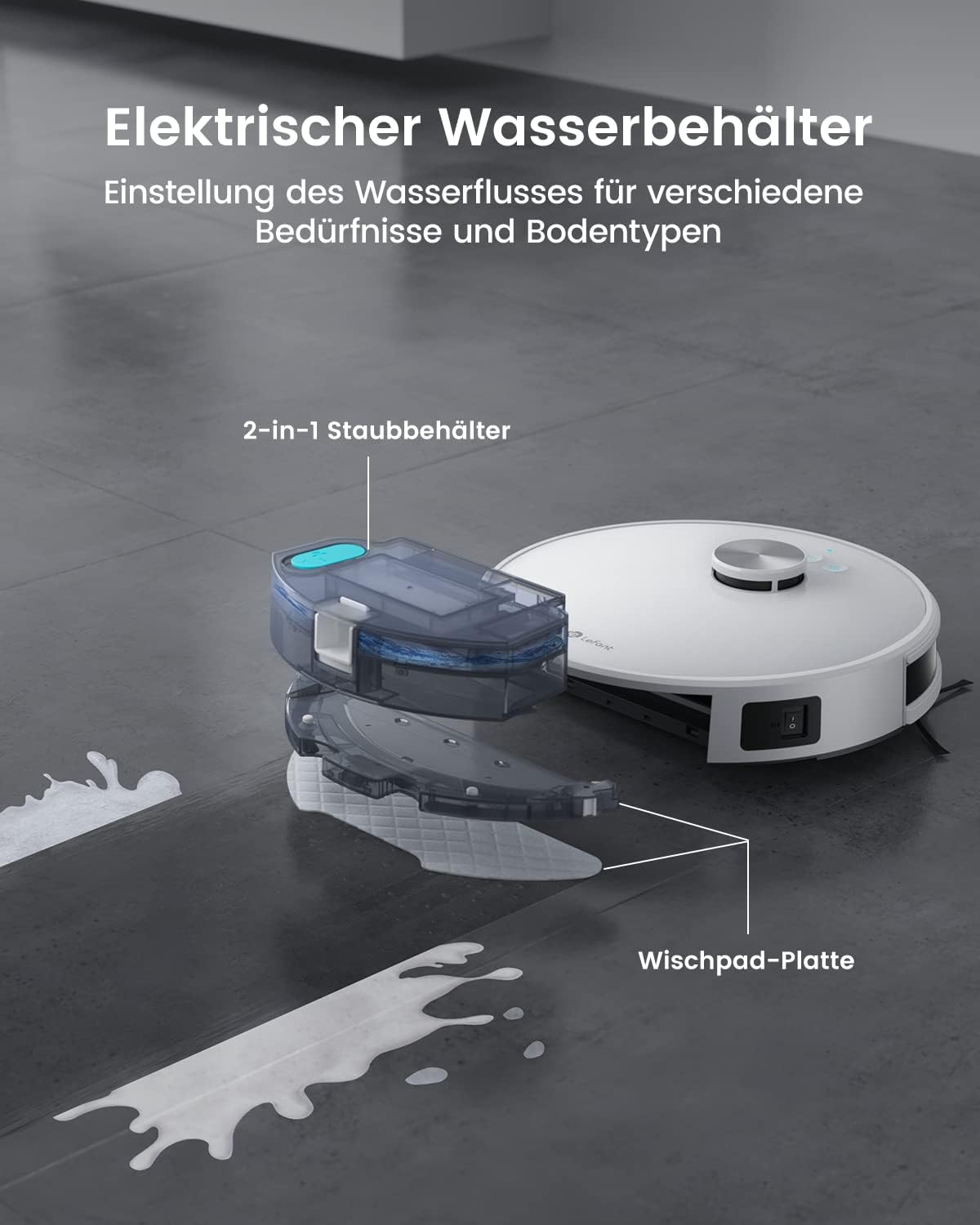 LEFANT M1 Robotstofzuiger met dweilfunctie, LiDAR navigatie, 4000 Pa stofzuigerrobot, 200 min. Max, zelfoplagend, wifi, 8 met no-go-zones, ideaal dierenhaar, tapijt, harde vloer