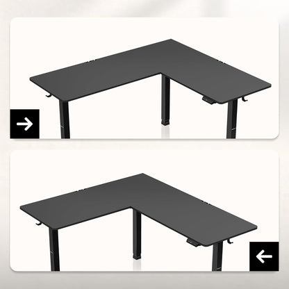 huzaro Hero 9.5 Motorcycle Desk, Height Adjustable, Corner Desk, Electric Standing Desk, 160 x 140 cm, L Shape, Changeable Left and Right, 3 Memory Control, Memo Board, Black - QUORE