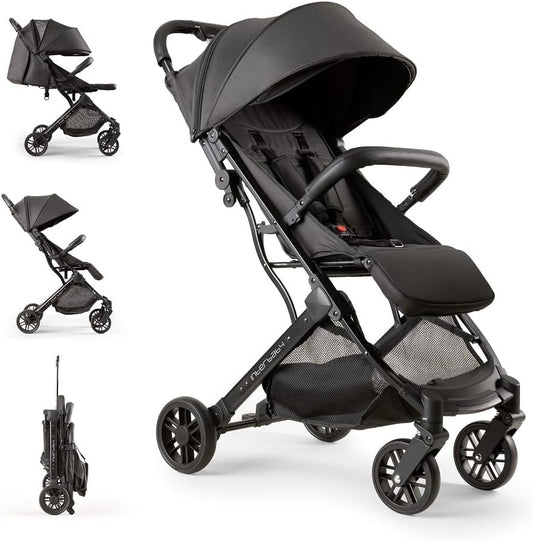 Kinderwagen Interbaby | kinderwagen vanaf de geboorte tot 48 maanden of 22 kg | snelklapknop, schokdemper, verwisselbare XXL-afdekking, kinderwagen, Minimum Plus, Space, zwart