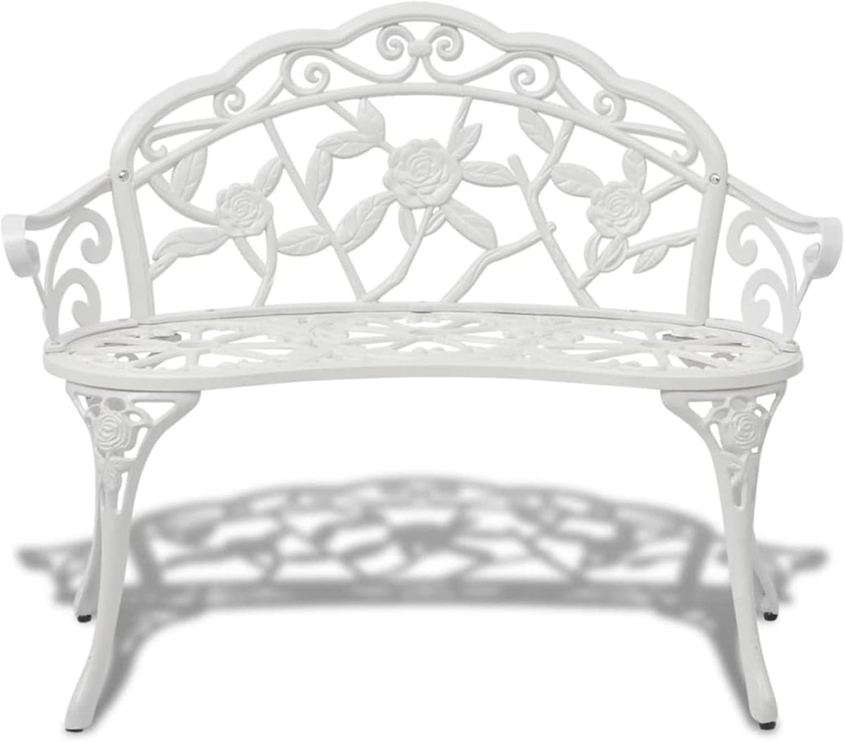 Garden Bench Garden Bench Balcony Furniture Garden Lounge Bench Outdoor 100cm Cast Aluminium White - QUORE