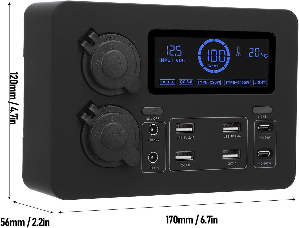 12V Power Box voor Boten Caravans en Auto’s met LCD Display USB C QC3 0 en 4 Anderson Uitgangen Multifunctionele Stroomverdeler voor Onderweg