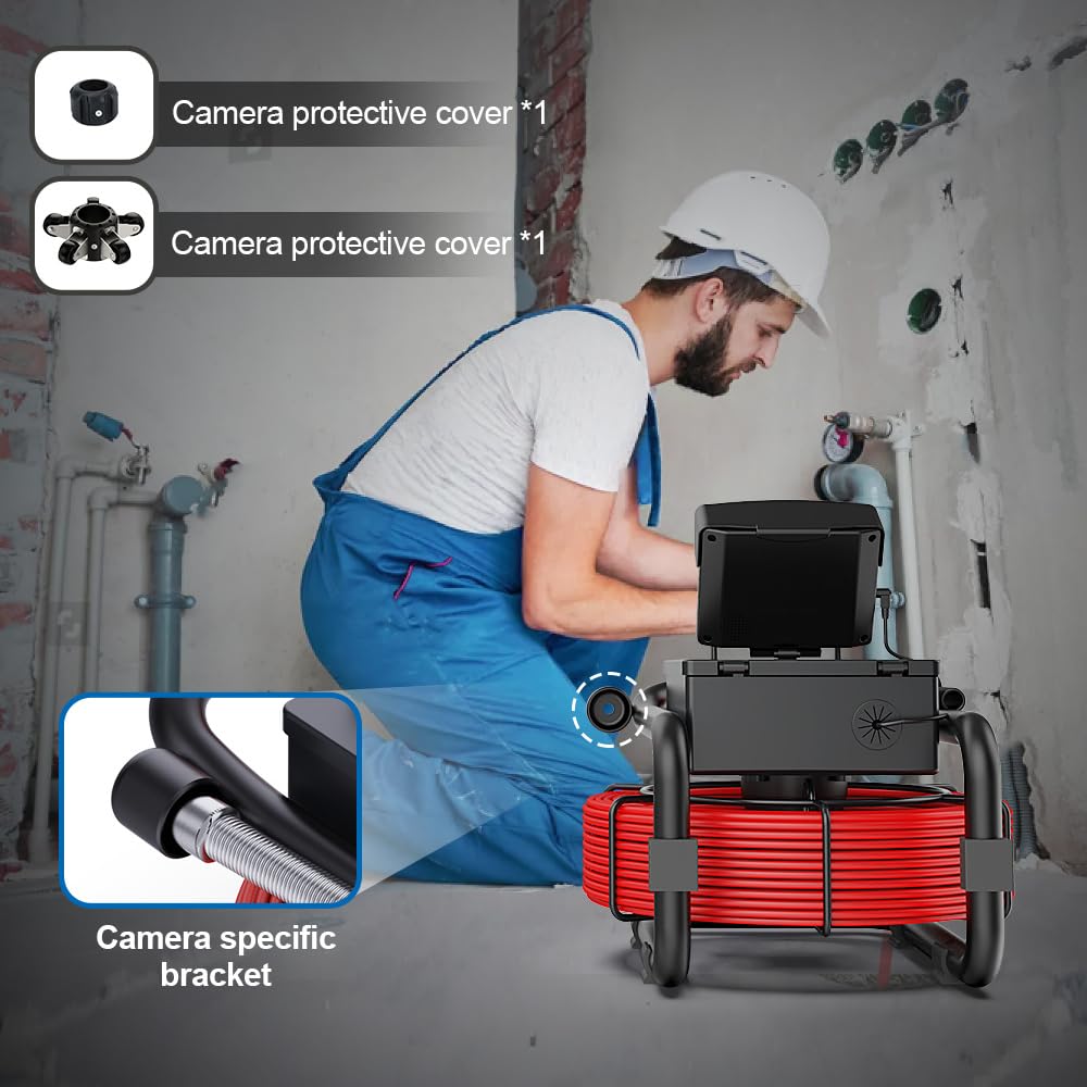 Pijpleiding Inspectie Camera met DVR, 4.3" IP68 Waterdichte Endoscopische Camera LCD-scherm, 12 LEIDENE Industriële Endoscoop voor Riool Inspectie