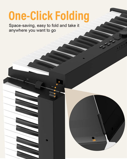Opvouwbare 88-Toetsen Piano Toetsenbord – Keyboard – Digitale Piano – Elektrische Piano – Draagbare Piano – Semi-Gewogen Toetsen, Bluetooth & MIDI, Inclusief Sustainpedaal