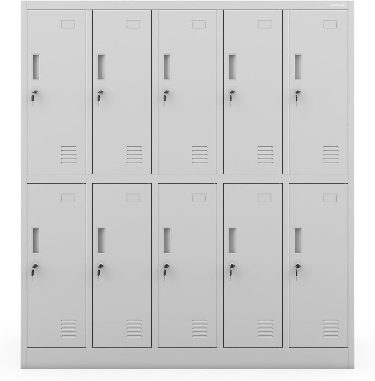 Jan Nowak metal locker cabinet for school and dressing room steel spindle box with lock and 10 separate compartments with hanging rod ventilation and label holders professional locker 150 x 136 x 45 - QUORE