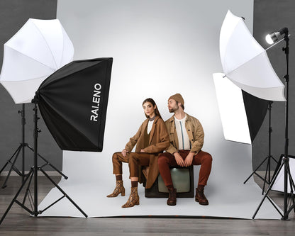 Fotografieverlichtingsset – Fotostudio Set, Studioverlichtingsset, Achtergrondset, Greenscreen Set – 2,6 x 3 M Verstelbare Achtergrondstandaard Met Groen Scherm – 190 W LED-Softboxen En Paraplu’s, 5500 K, 97 CRI
