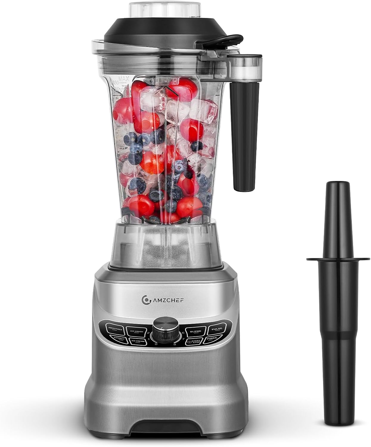 AMZCHEF Professionele blender met 8 instelbare snelheden, 1800 W mixer krachtige mixer voor de keuken, blender van 1,85 l voor shakes, smoothies, ijscrushen, bevroren vruchten