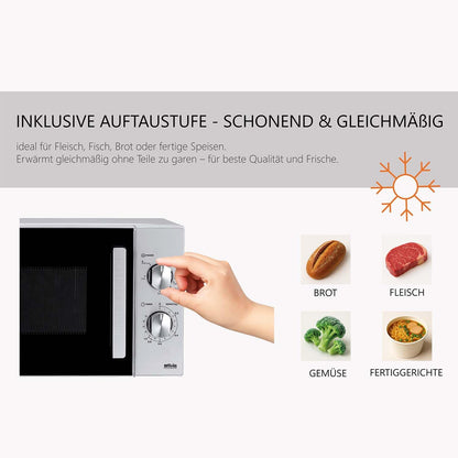 Silva Schneider MW-G 25.5 magnetron met grill 20 liter, 700W magnetronvermogen, 1000W grill, 5 standen, 3 combi-programma's, ontdooifunctie, timer, glazen draaiplateau Ø 25,5 cm, incl. grillrooster -