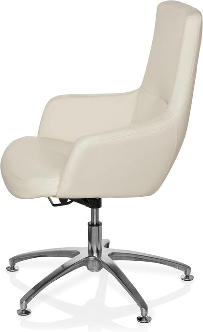 Relaxstoel – Loungefauteuil – Fauteuil – Draaistoel – Relaxfauteuil – Crème Wit Kunstleer – Individueel Instelbaar Kantelmechanisme – 180° Draaibaar