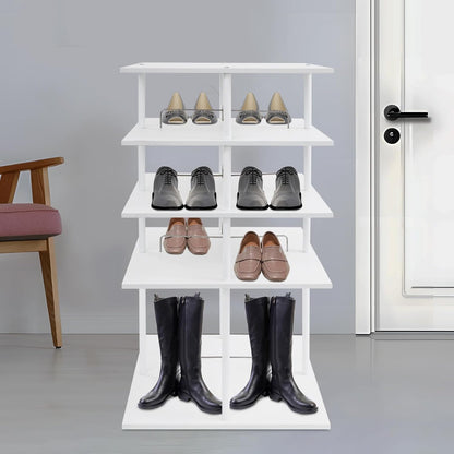360° Floor Stand Rotating Shoe Organizer, Shoe Rack, Rotating Shoe Rack, Multi-layer Shoe Stand, Swivel for Placement, Shoes, Hats, Handbags etc. (4 Floors, White) - QUORE