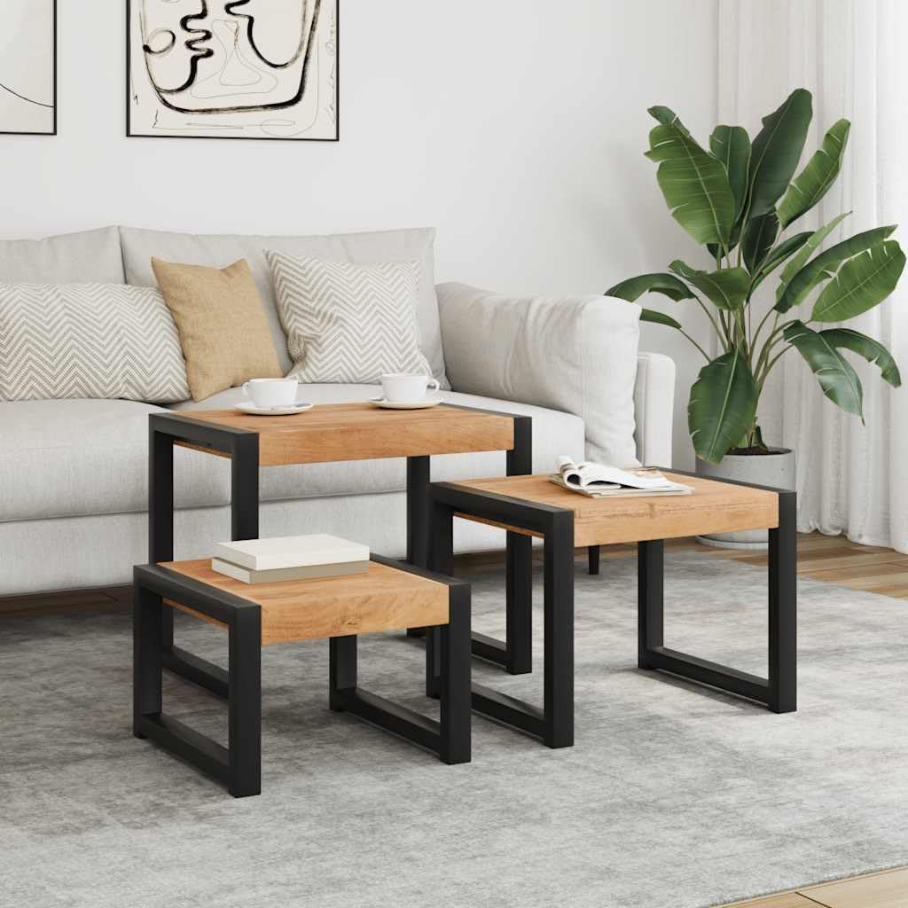 vidaXL Table set 3 pcs solid wood
