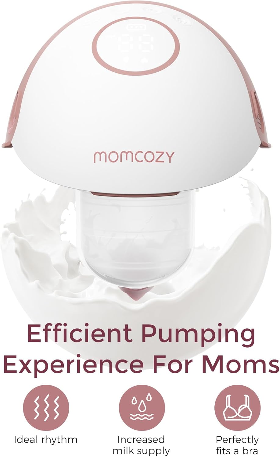 Momcozy Borstkolf Handsfree Mobiel | M6, Draagbare Borstkolf Ideaal Ritme voor Meer Melk, DoubleFit Flange Meer Pasvorm & Discreet met 3 Standen & 9 Niveaus, 24 mm (1-Pack, Roze)