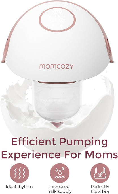 Momcozy Borstkolf Handsfree Mobiel | M6, Draagbare Borstkolf Ideaal Ritme voor Meer Melk, DoubleFit Flange Meer Pasvorm & Discreet met 3 Standen & 9 Niveaus, 24 mm (1-Pack, Roze)