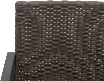 Set of 2 garden chairs made of synthetic rattan PP with cushions, outdoor dining chairs, brown and anthracite, patio furniture with frame made of robust steel, ideal - QUORE
