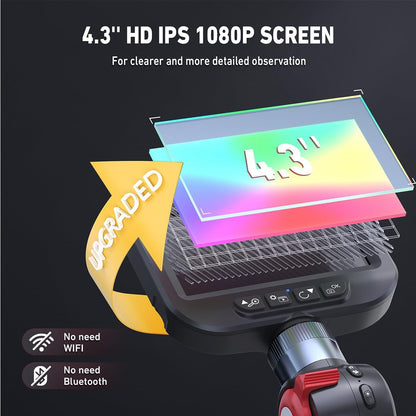 Ralcam Endoskopkamera mit Licht Endoscope Camera - Endoskop 8,5 mm Inspektionskamera 4,3" HD 1080P Rohrkamera, Kameras mit 10 LED, IP67 Wasserdicht 2M Halbstarre Kabel Teleskopkamera Kfz Werkzeug
