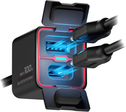 Motorfietsaccu-oplader – Acculader – Batterijlader – Noodlader – Accu Onderhouder – 100W Bidirectioneel – Ultracompact en Waterdicht IP66