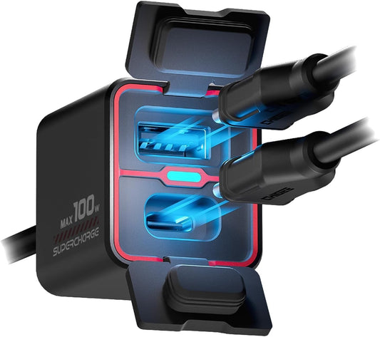 Motorfietsaccu-oplader – Acculader – Batterijlader – Noodlader – Accu Onderhouder – 100W Bidirectioneel – Ultracompact en Waterdicht IP66