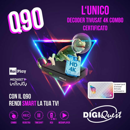 DIGIQUEST Combo 4K Tivâsat, Q90, DVB-T2, DVB-S2 zwart