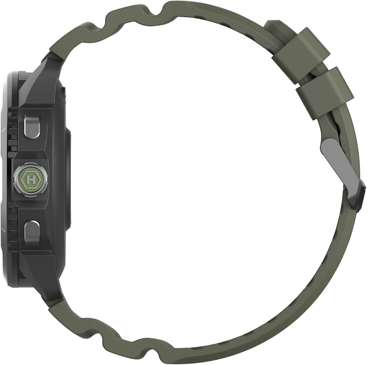 Hammer Watch 2 Military Edition, GPS, AMOLED Gorilla-glas 1,5 inch, grote 530 mAh batterij, tot 15 dagen gebruik met één lading, 5 ATM-weerstand, SOS-knop, LED-zaklamp, groen, 1.5 zoll, Tactisch