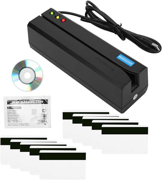 Yosoo Health Gear Magnetische Streepkaartlezer, MSR605X USB Swipe Card Reader LED -indicator MAGSTRIPE Writer 3 Tracks