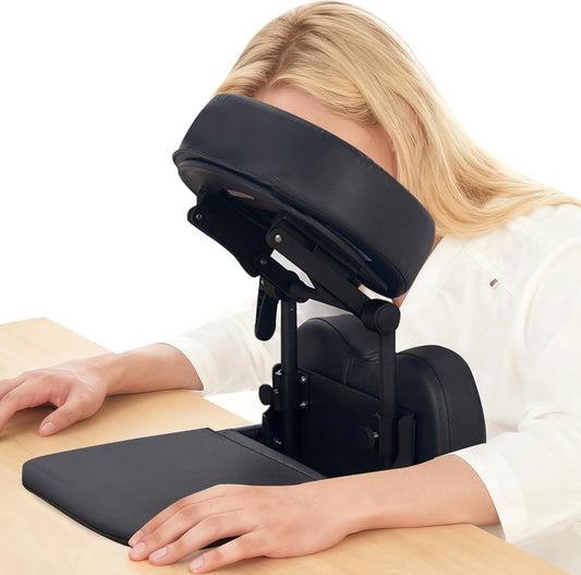 EBANKU Massage Draagbare Face Down Massage Kit voor Bureau en Tafelblad, Verstelbare Hoofdsteun Gezichtskussen Cradle & Borstkussen, Zwart