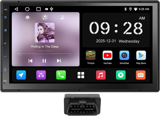 A5L Autoradio 2 DIN Android, Draadloos CarPlay en Android Auto, OBD2 Bluetooth Scanner, 7 Inch Touchscreen Autoradio met GPS Navi, Wi-Fi/BT/USB, AI-Chat, FM/AM/RDS, A5LG2B7T-S04