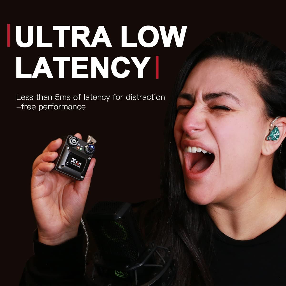Draadloos in-ear monitorsysteem – IEM-systeem – In-Ear Monitor – Draadloze Monitor – Monitoringsysteem – Set Met 1 Zender En 2 Ontvangers – 2,4 GHz Stabiel Draadloos Signaal – Minder Dan 4,5 Ms Latency