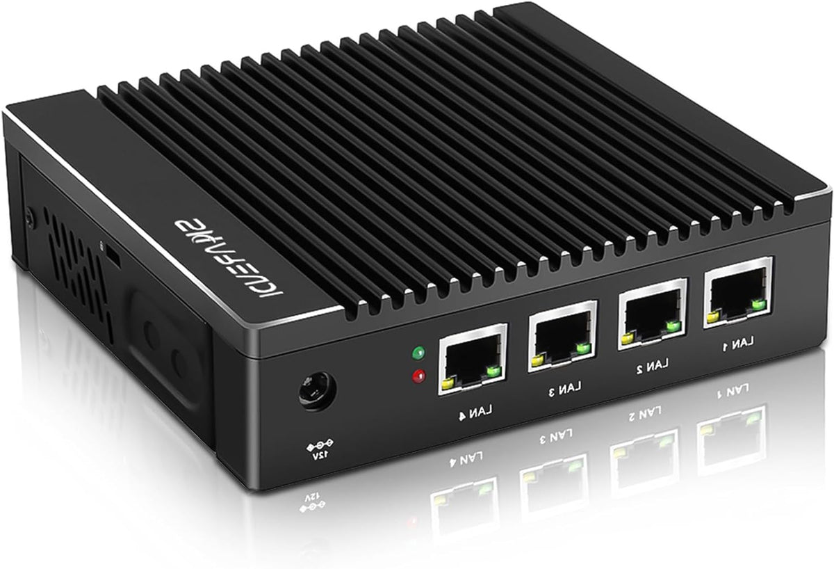 Firewall Mini PC, 4x Intel i225 2.5GB NICs, Intel Pentium N3700, 8GB DDR3, 128GB mSATA SSD Firewall Micro Appliance, Dual HDMI/USB3.0/RS232 COM, Supports AES NI, Compatible with - QUORE