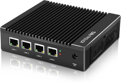 Firewall Mini-pc, 4 x Intel i225 2,5 GB NIC's, Intel Pentium N3700, 8 GB DDR3, 128 GB mSATA SSD Firewall Micro Appliance, Dual HDMI/USB3.0/RS232 COM, ondersteunt AES NI, compatibel met