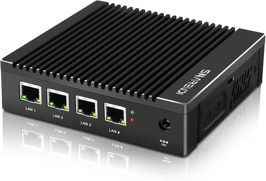 Firewall Mini-pc, 4 x Intel i225 2,5 GB NIC's, Intel Pentium N3700, 8 GB DDR3, 128 GB mSATA SSD Firewall Micro Appliance, Dual HDMI/USB3.0/RS232 COM, ondersteunt AES NI, compatibel met