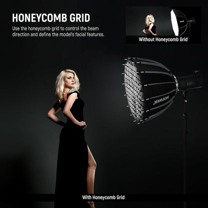 Parabolische Softbox-set – Softbox – Studiosoftbox – Fotosoftbox – Videosoftbox – 55 x 37 cm – Bowens Aansluiting – Snelontgrendeling & Dubbele Diffusers