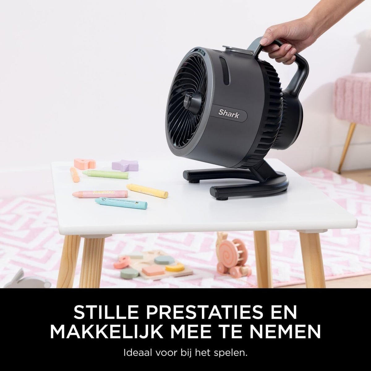 Shark FlexBreeze HydroGo, krachtige draagbare ventilator met verneveling, koeling binnen en buiten, stil en duurzaam, snoerloos, compact en lichtgewicht, luchtstroom tot 20 m, houtskool FA050EU