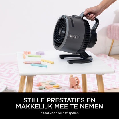 Shark FlexBreeze HydroGo, krachtige draagbare ventilator met verneveling, koeling binnen en buiten, stil en duurzaam, snoerloos, compact en lichtgewicht, luchtstroom tot 20 m, houtskool FA050EU