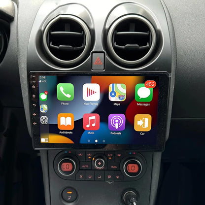 Android 14 autoradio voor Nissan Qashqai J10 2007-2016, 2 DIN Radio met CarPlay Android Auto navigatie wifi 9-inch IPS-touchscreen met Bluetooth FM/RDS + achteruitrijcamera Mirror Link 2+32G